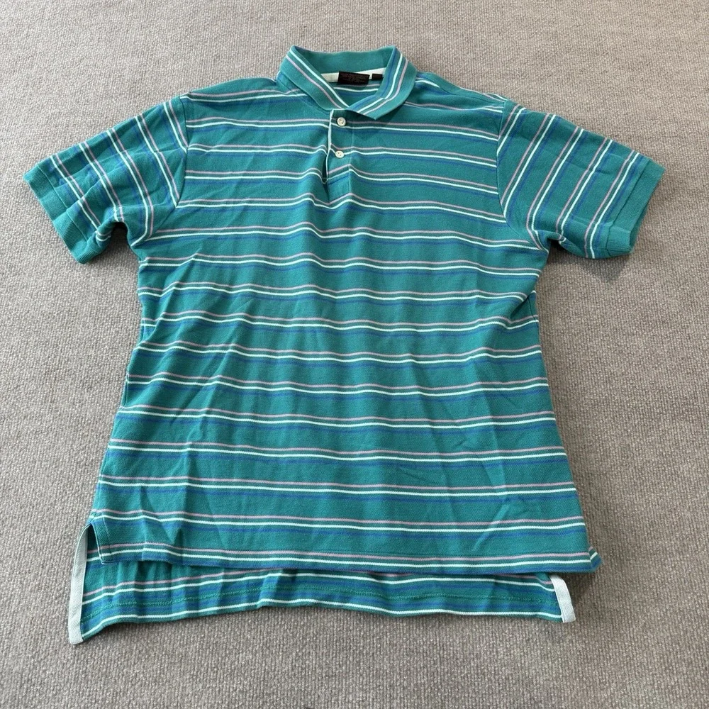 Vintage 90's Chaps Ralph Lauren Teal Stripped Men's Polo Size‎ XL